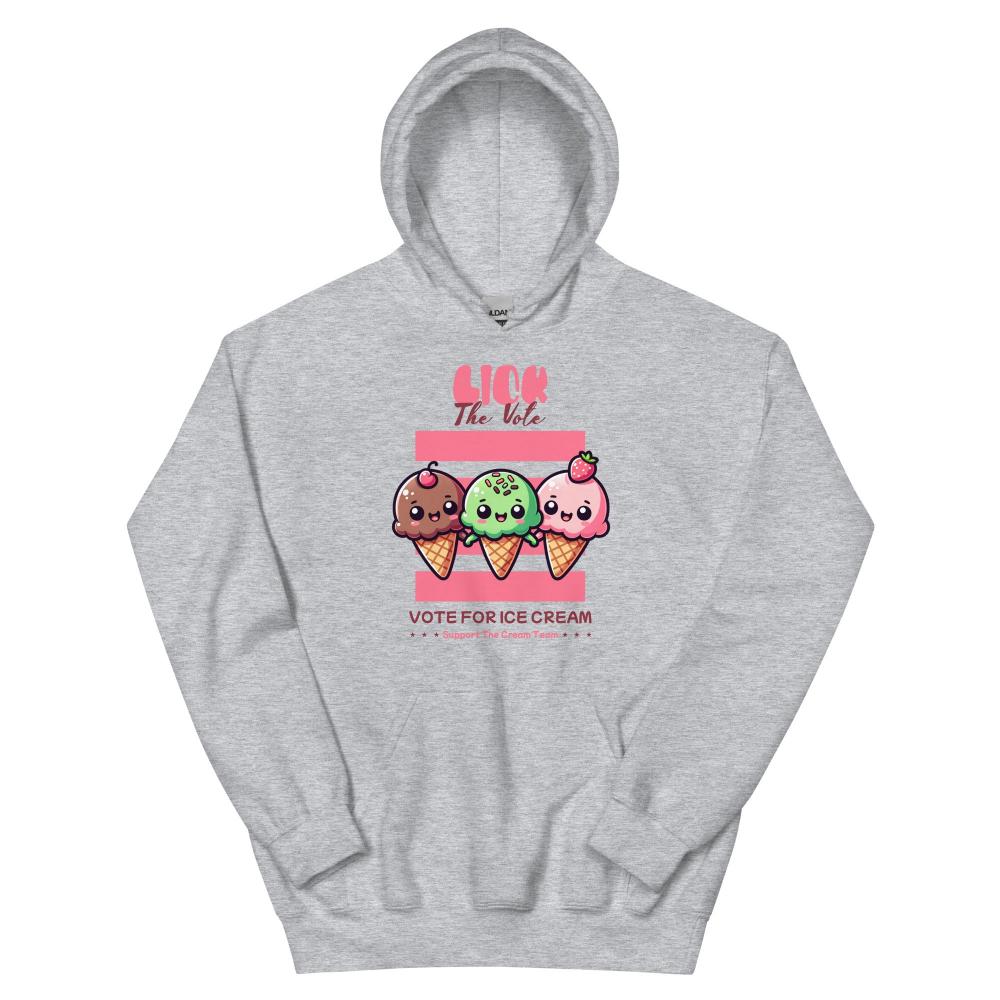 Lick The Vote Kawaii Ice Cream Hoodie - Sport Grey Color - https://ascensionemporium.net